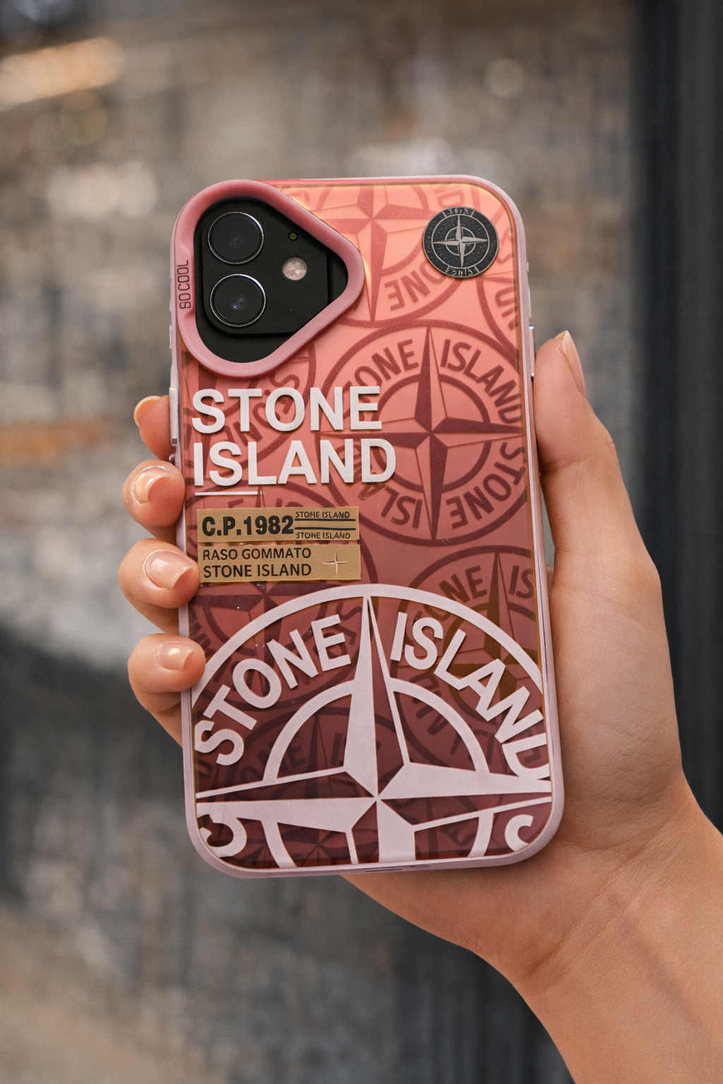 Coque iPhone 16 Stone Islande rouge